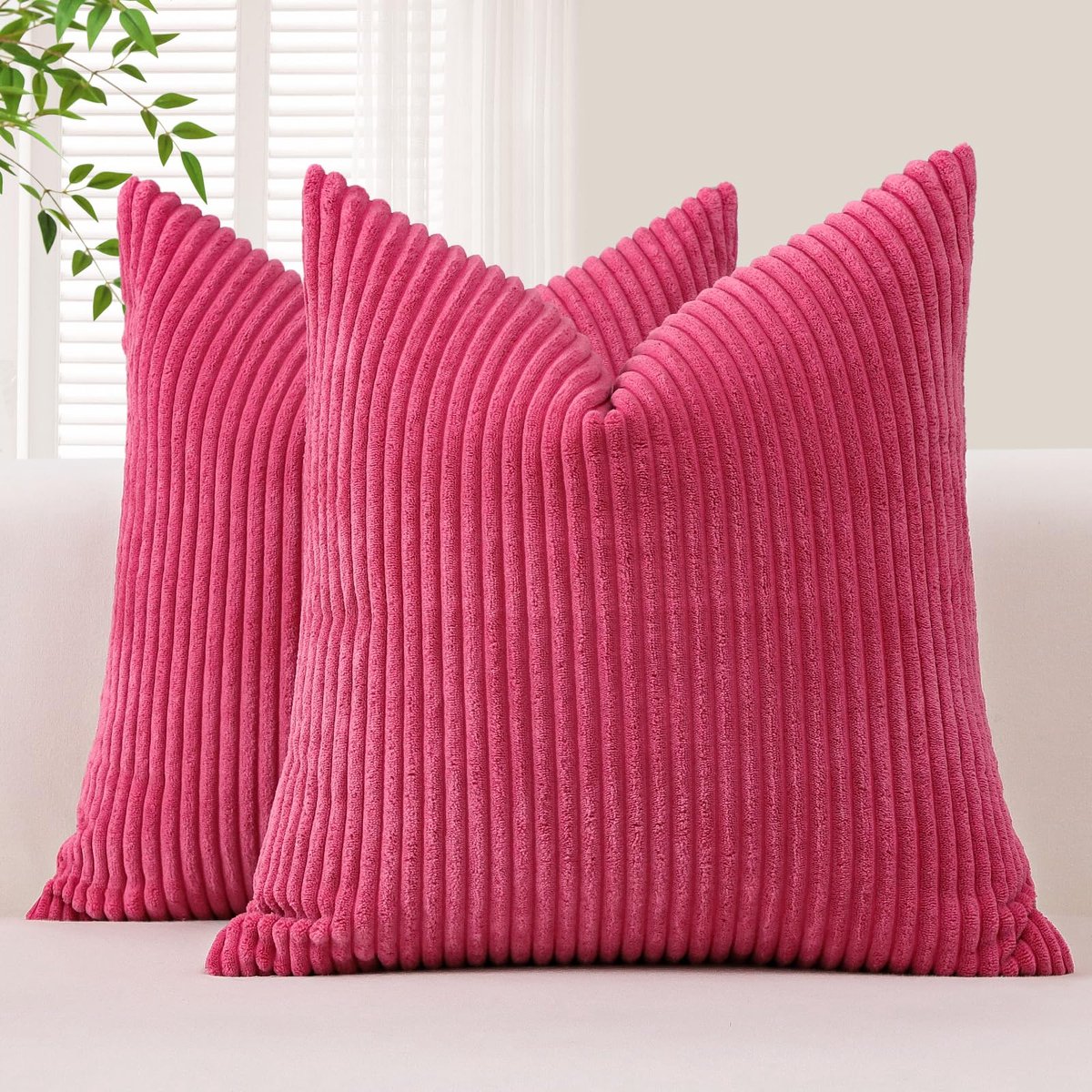 Unyqoos Set van 2 Zachte Corduroy Kussenhoezen in Warme Roze Tint voor Thuisdecoratie