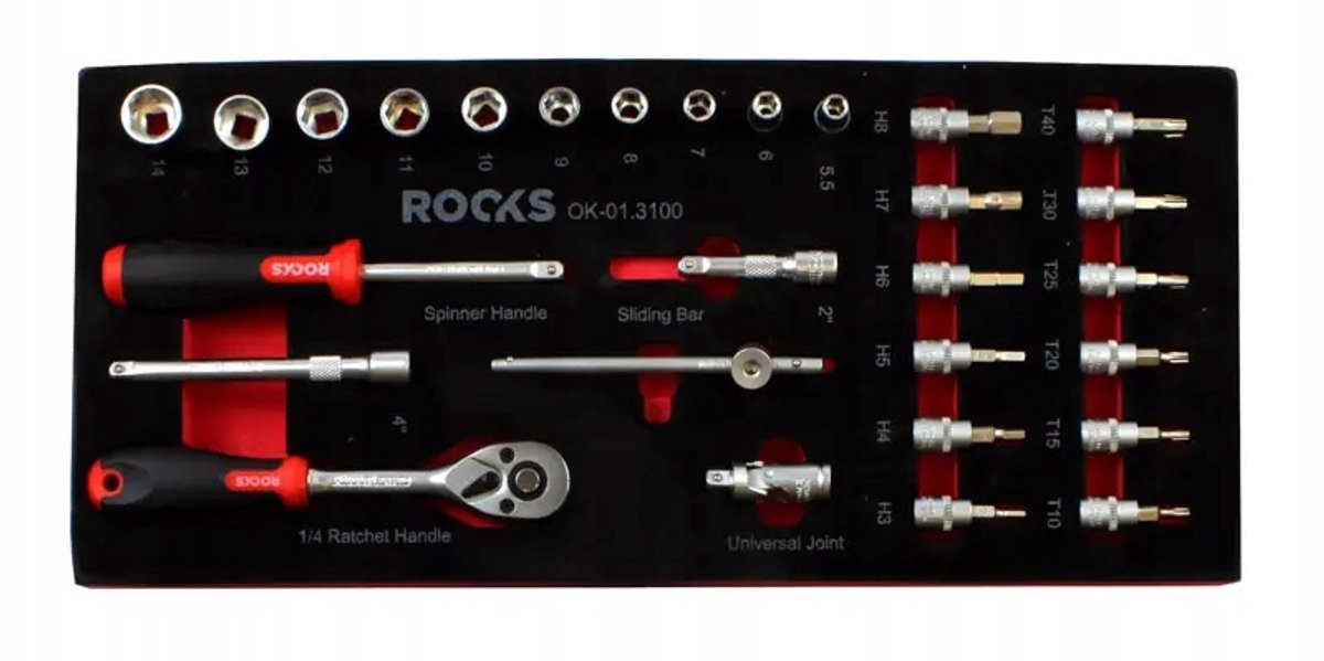 ROOKS OK-01.3100 Gereedschapsset 1/4", 28 Delen