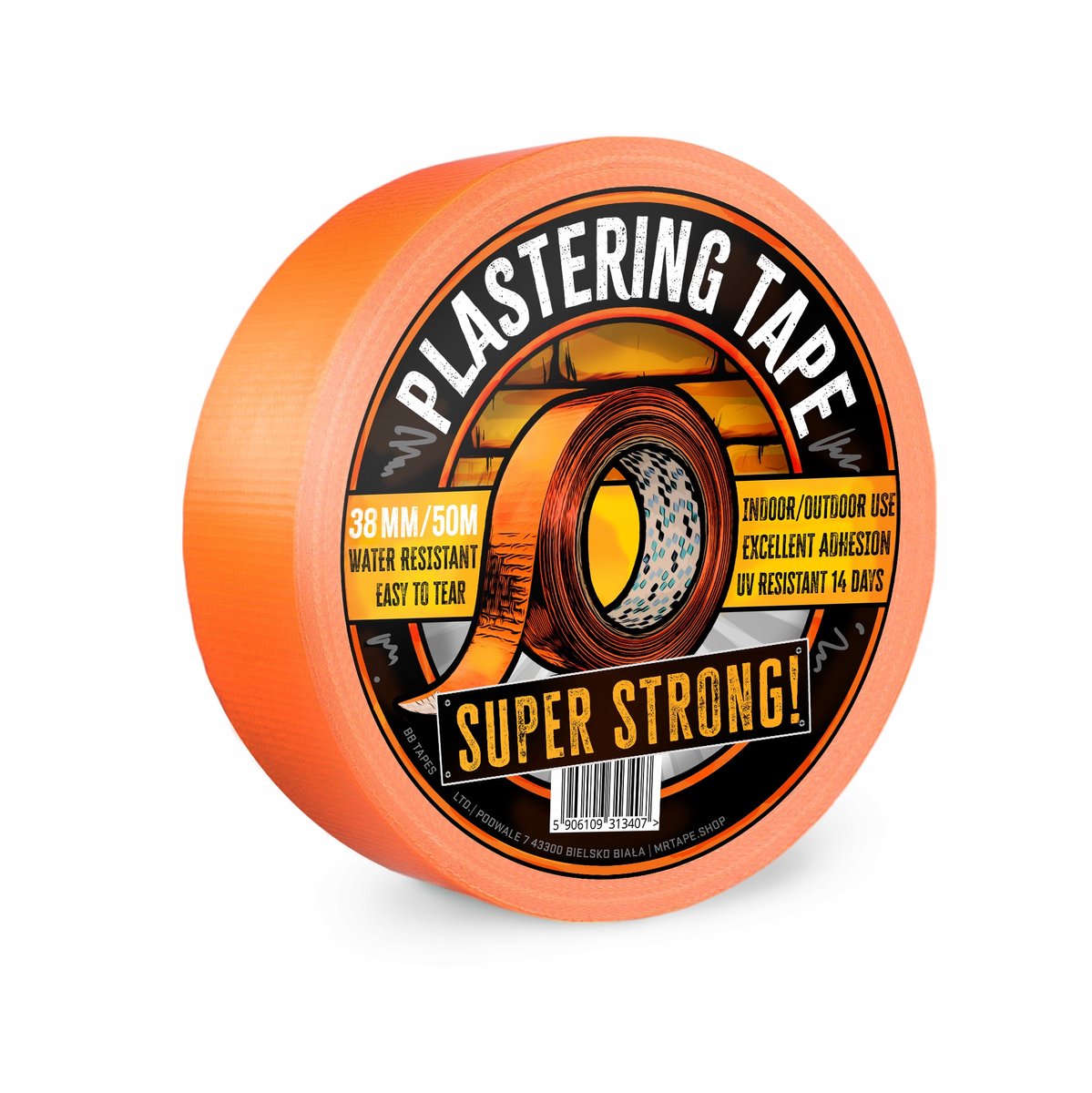 Sterke Oranje Bouwtape 38mm x 50m UV-bestendig voor Gevels