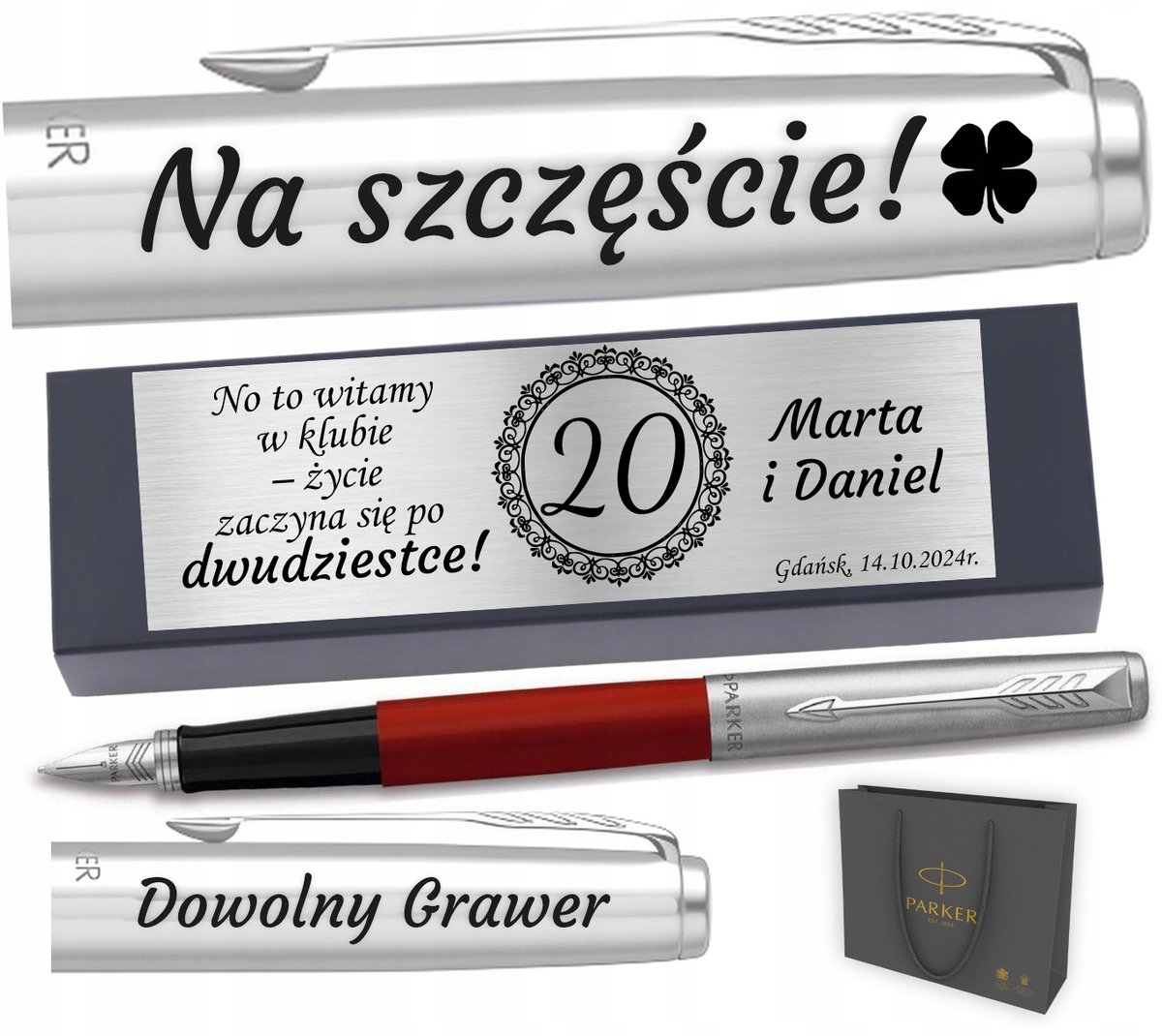 Parker Jotter 60 Vulpen Rood met Gratis Gravering & Zilveren Plaquette