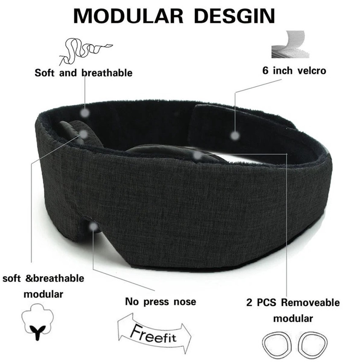 100% verduisterend 3D slaapmasker voor dames en heren - Ultrazacht en comfortabel — afbeelding 7