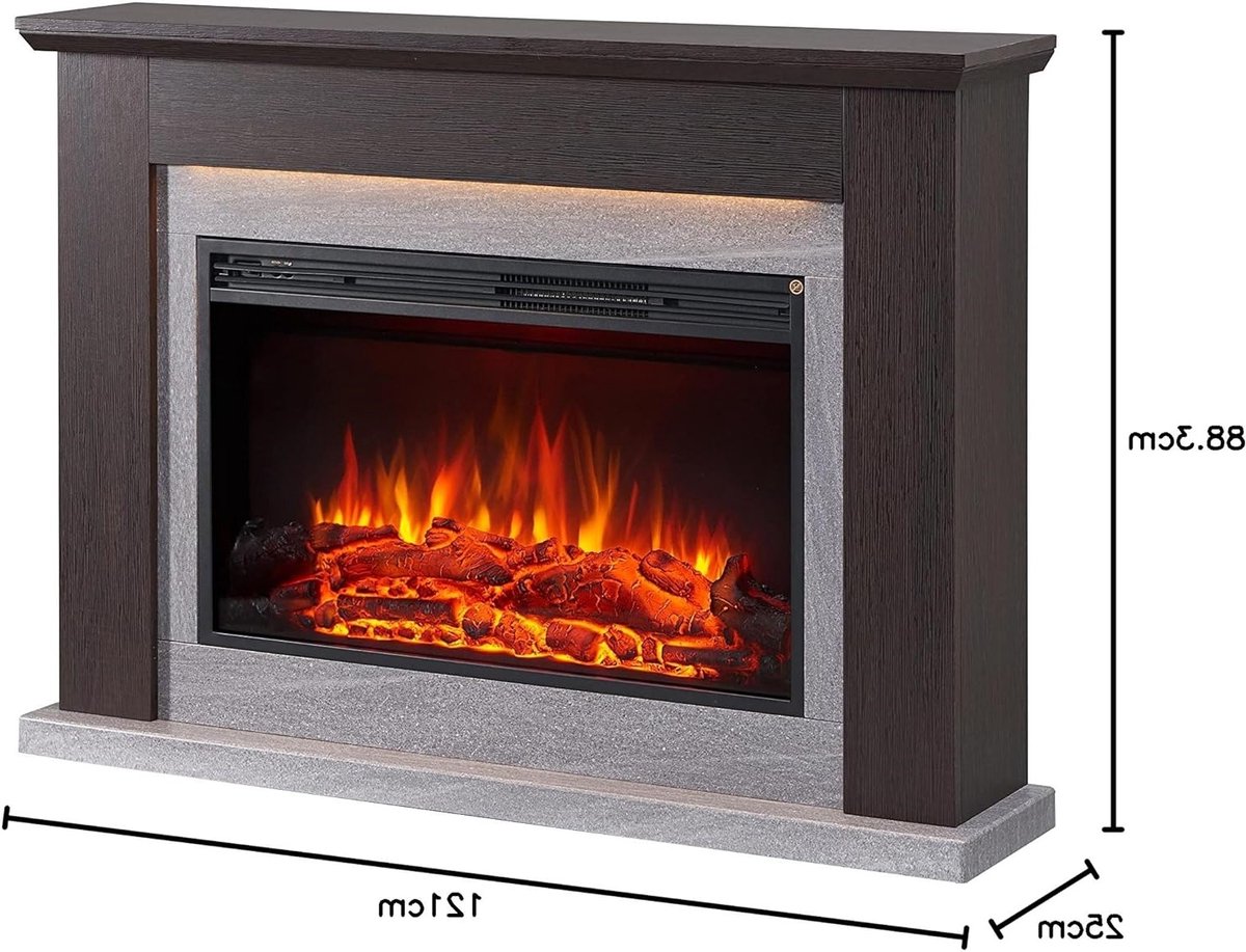 Elektrische Open Haard met Verwarming 2000W – TasalFurniture Typhon Deluxe – Vrijstaande Sfeerhaard met Realistisch 3D Vlam Effect, LED Verlichting, Afstandsbediening, Programmeerbare Timer – Moderne Elektrische Haard Donkerbruin voor Woonkamer