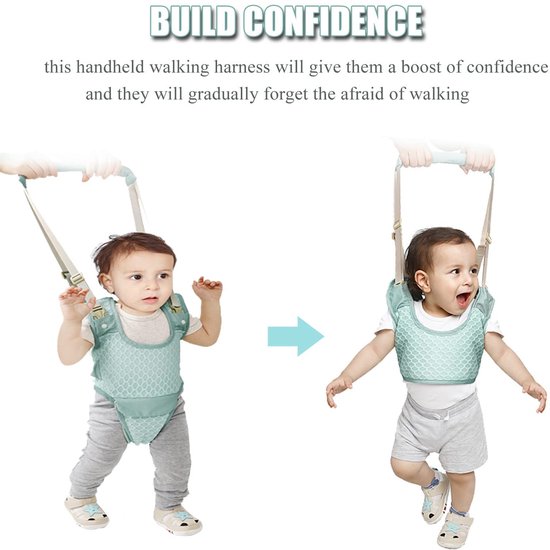 Babywalker met verstelbare veiligheidsgordel, afneembare heupondersteuning en handloopstoel voor baby's die leren lopen (9-24 maanden) (ademend groen). van Merkloos — afbeelding 3