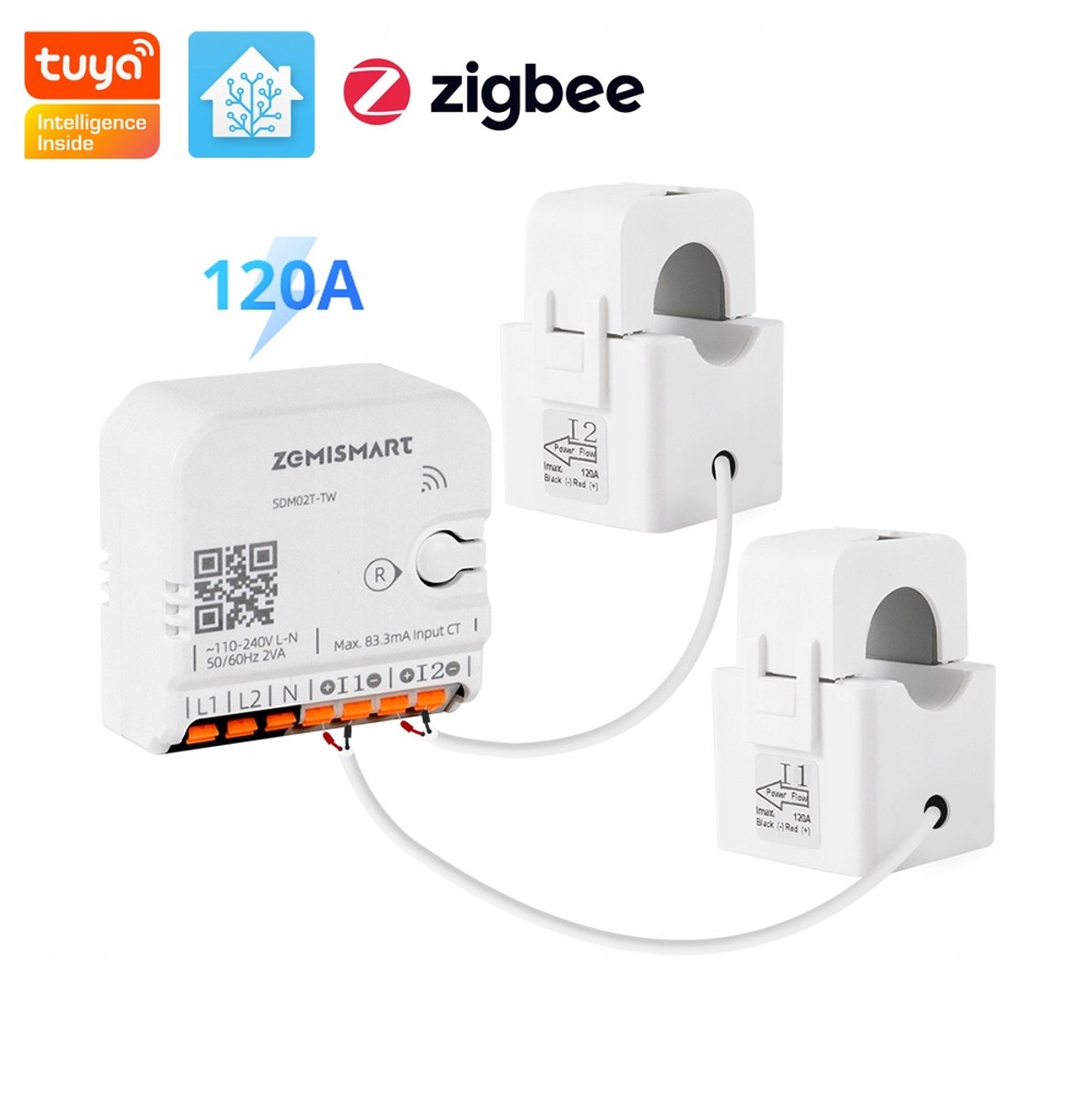 2-fase energiemeter 120A Zigbee TUYA Home Assistant