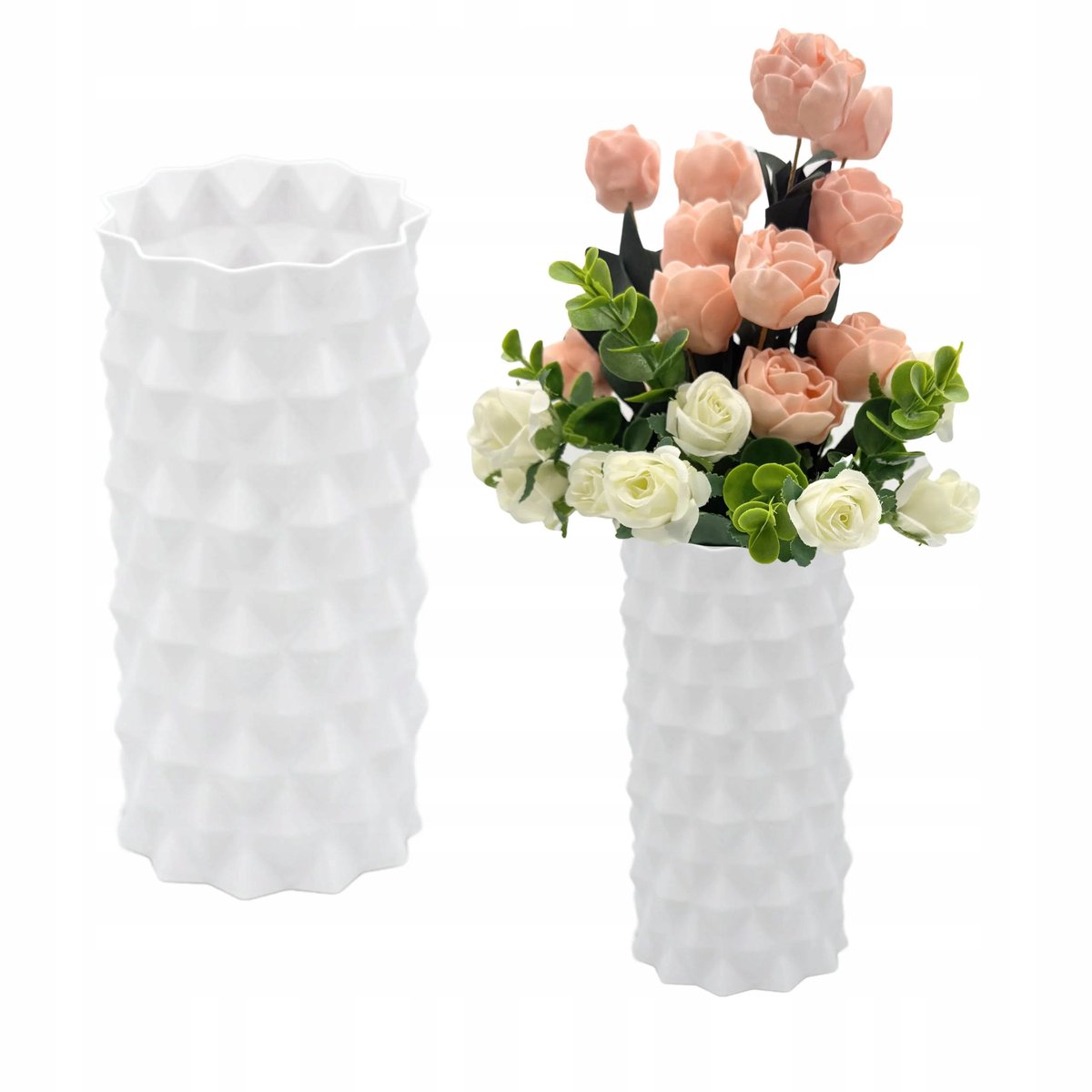 Wit Minimalistisch Vaasje voor Kunstbloemen - 8x16 cm