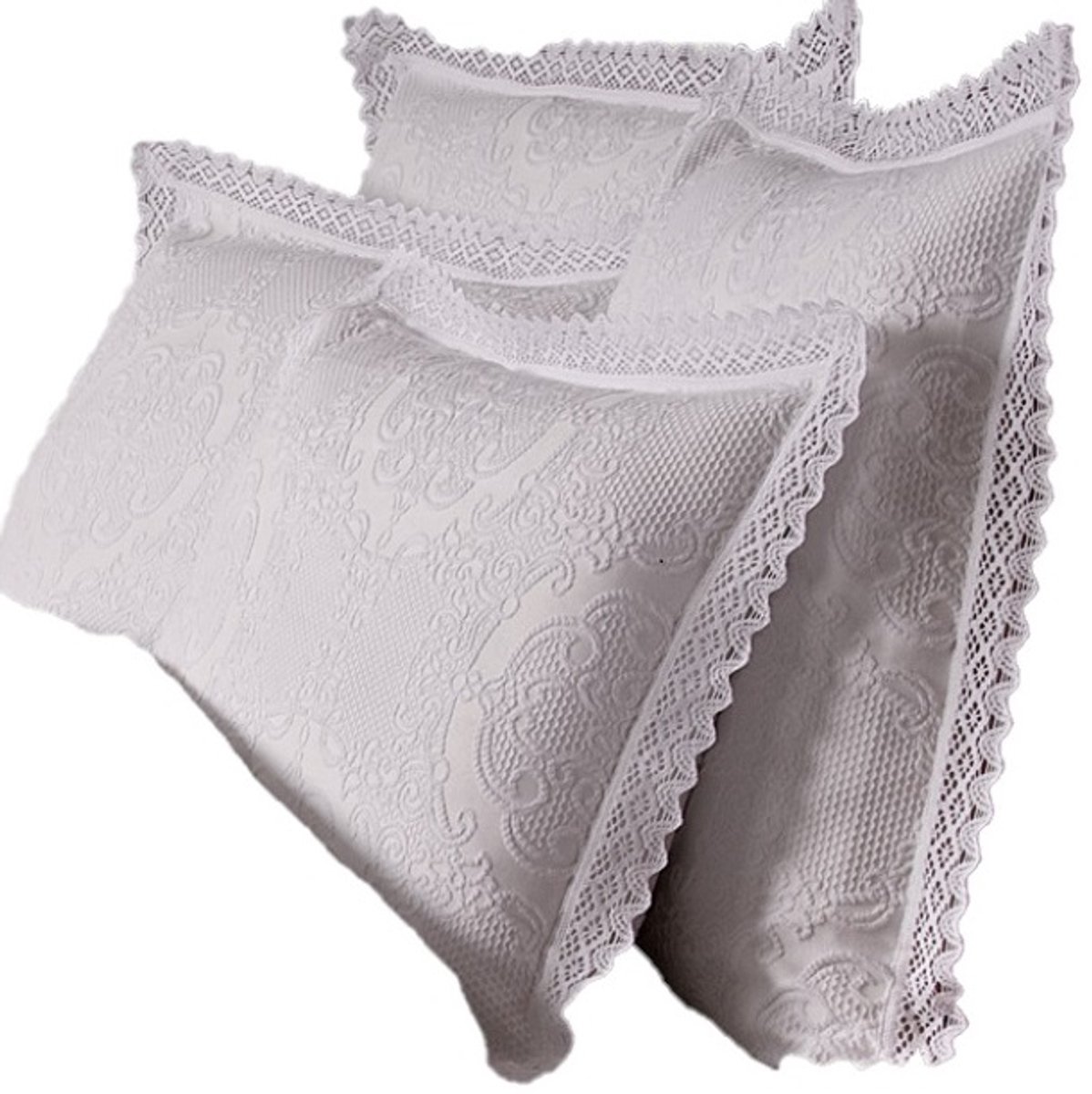 Klassieke Kussenhoes 45x45cm met Kant - Wit