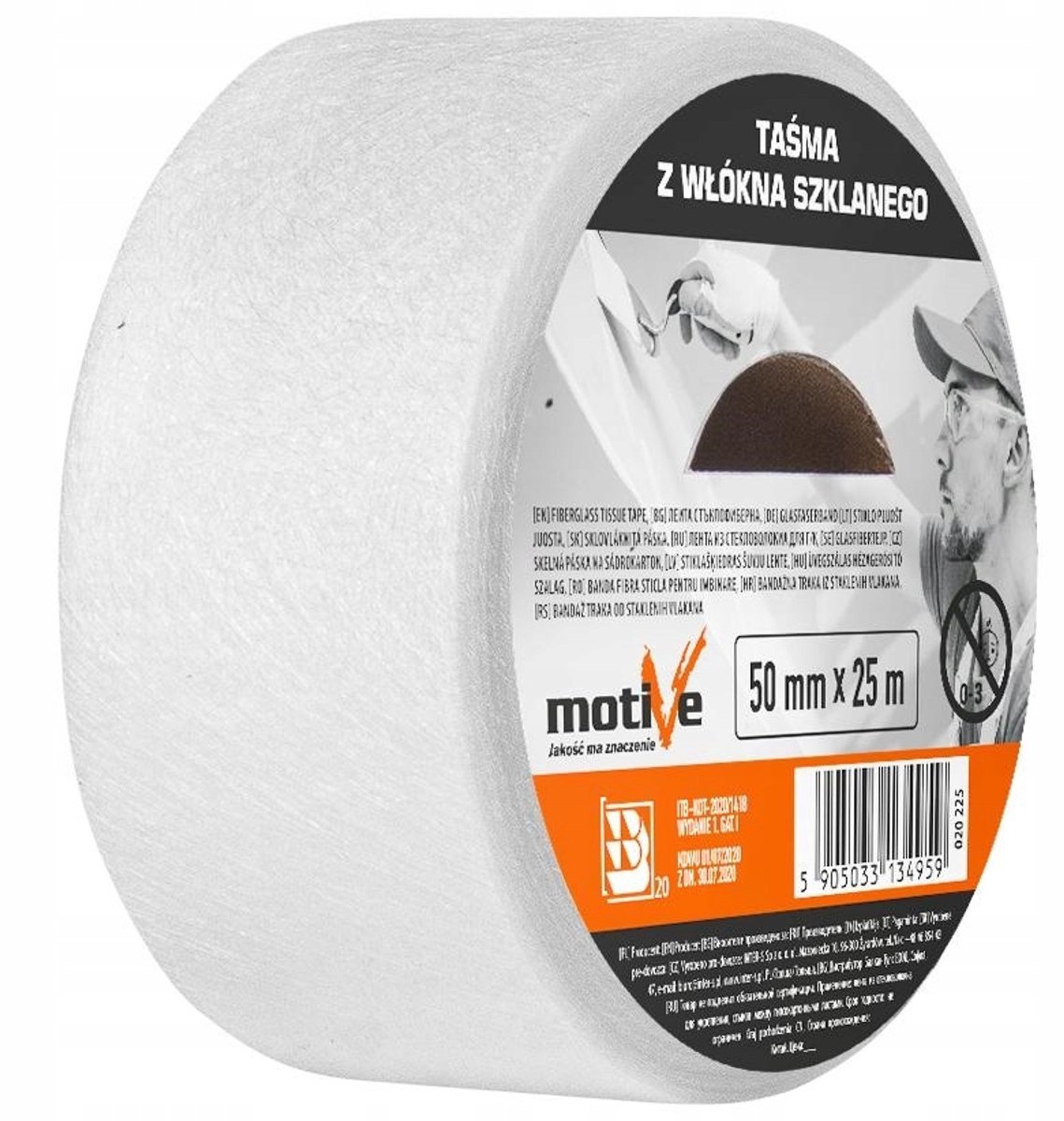 Motive Glasvezel Tape (50mm x 25m) voor Gipsplaten