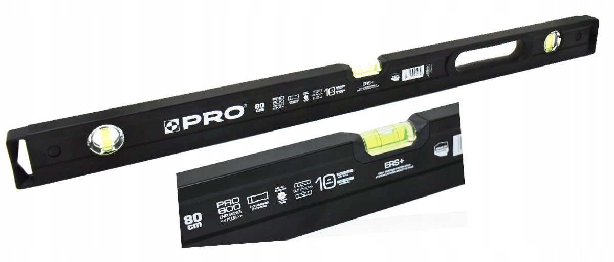 PRO Waterpas Zwart met Handvat 80cm - Hoge Kwaliteit