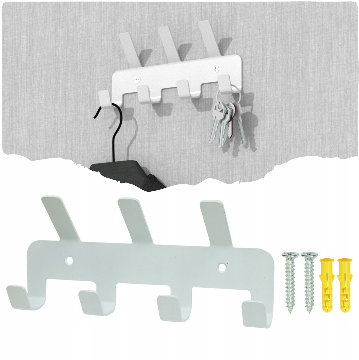 Witte Wandkapstok met 7 Haken - Metaal, Loft Stijl