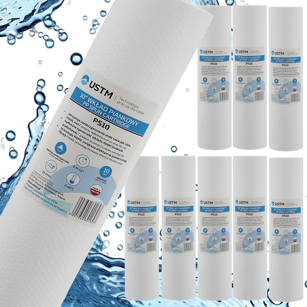 9x Schuimfilter 10" 10 Micron Waterfilter Patronen