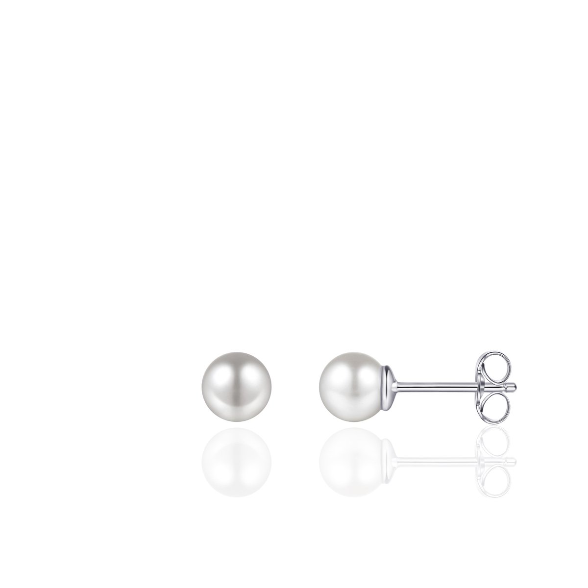 Jewels Inc. - Oorbellen - Parel Oorstekers - 6mmØ - Gerhodineerd Zilver 925