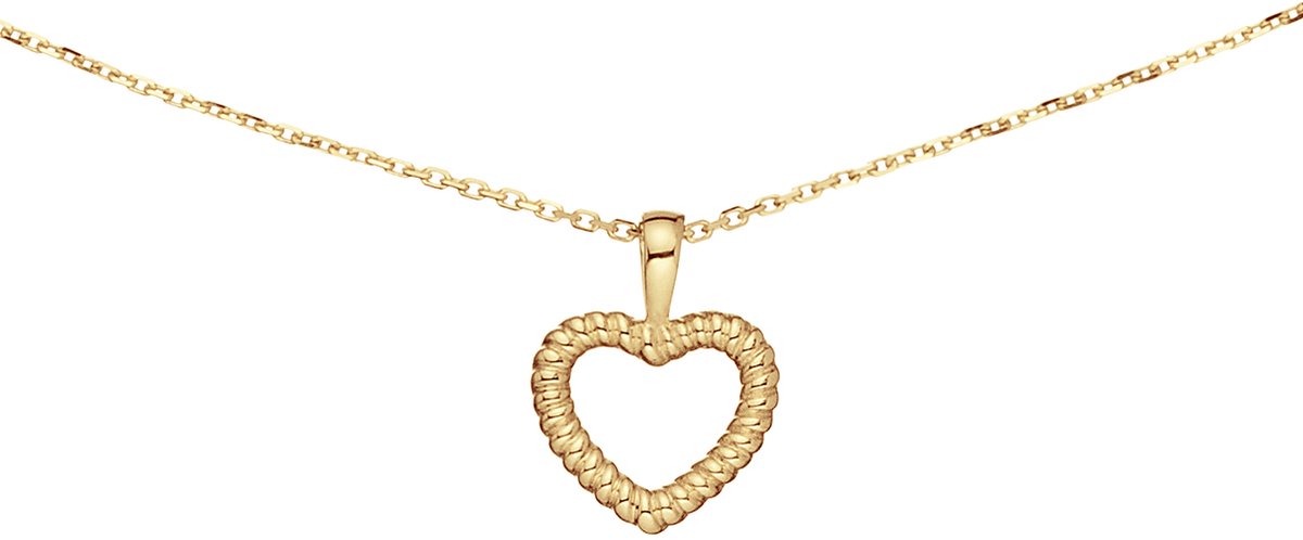 Glow 202.0798.45 Dames Ketting - Collier - Sieraad - Schakelketting - Hart - 14 Karaat Goud - Anker - 1 mm breed - 45 cm lang