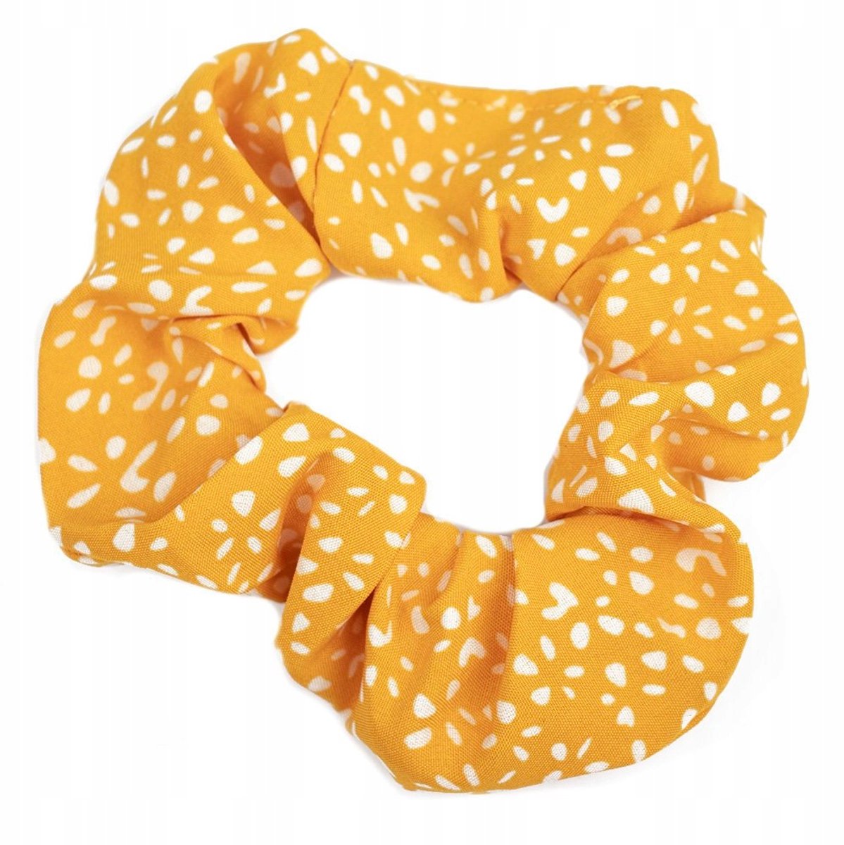 Gele Scrunchie Haarband met Stippen - Zachte Frottee