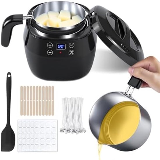 Elektrische Was Smelter 1L - Digitaal Display - met Complete Kaarsmaak Set