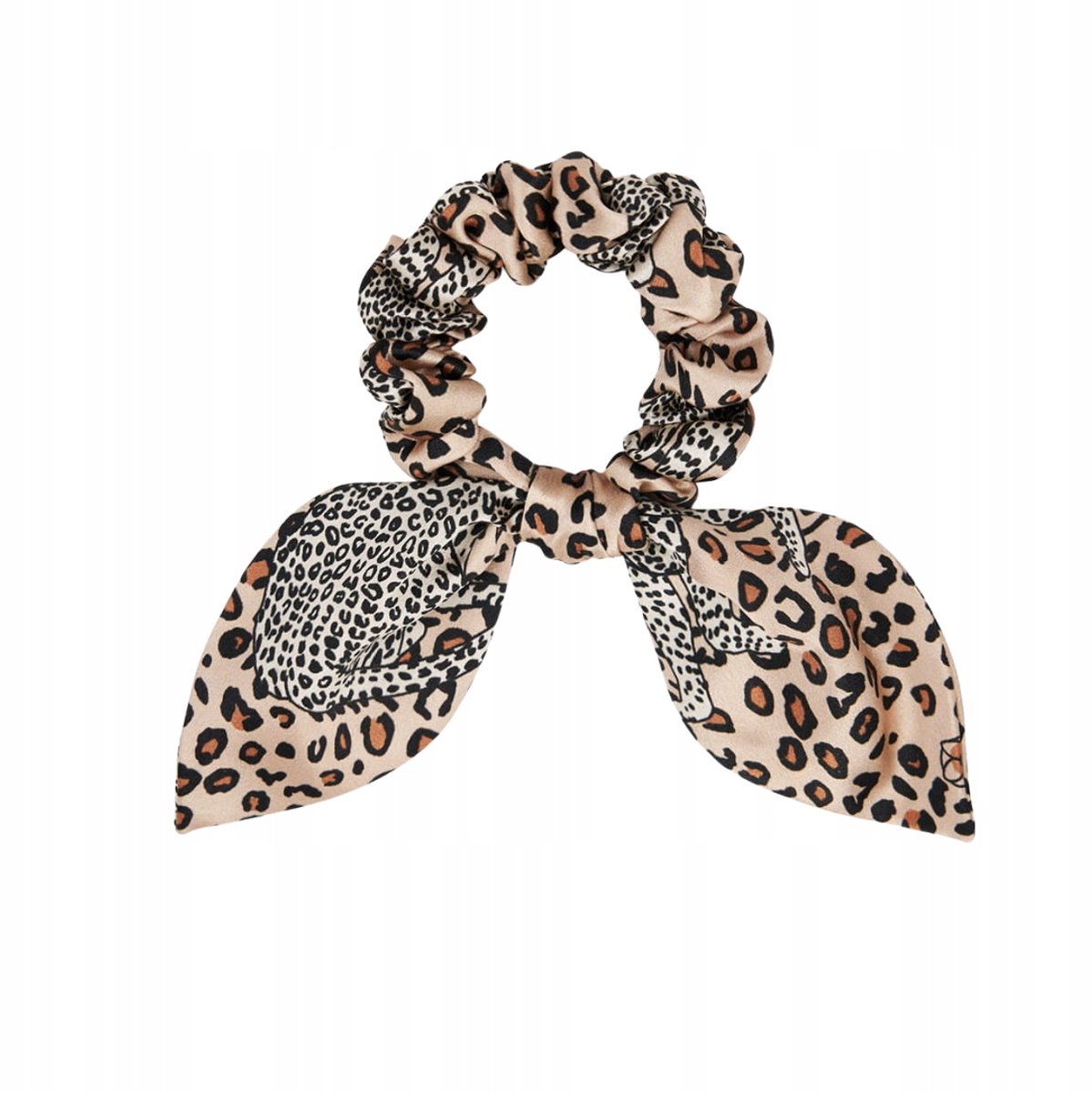 Zijden haarelastiek met oortjes - Leopard - 100% zijde