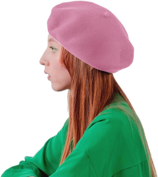 Franse klassieke baret voor dames in krachtige roze - Eén maat | bol