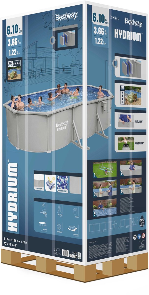 Bestway Hydrium pool set with steel wall - Oval - 610 x 366 x 122 cm