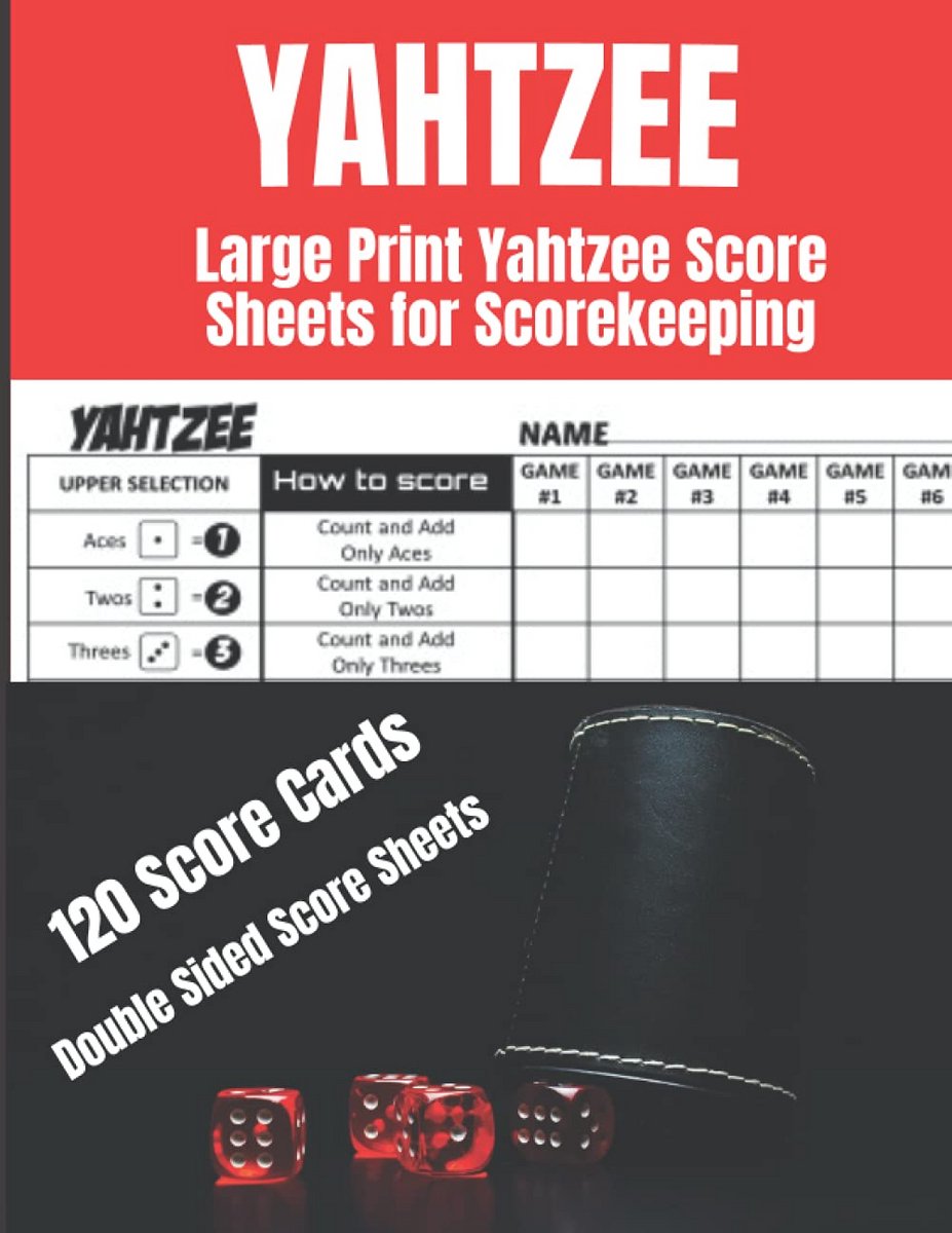 Scorekaartboek voor Yahtzee - Grote Print - 120 Dubbelzijdige Scorebladen