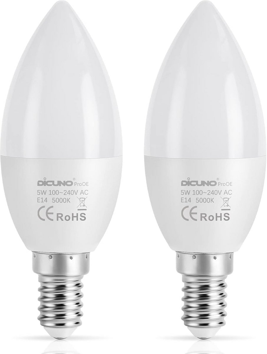 E14 Kaars LED Lamp 5W, 450LM, Koud Wit 5000K, Vervanging voor 40W Lamp, C37 SES LED Kaarsvorm