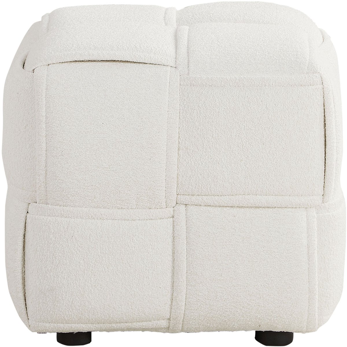 Homestyle4u Krukjes - Hocker - Zitbank - 49x49x41 cm - Beige Bouclé - Gestoffeerd