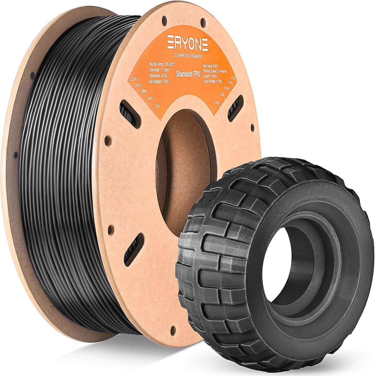 Flexibel 3D Filament 1.75mm - Zacht voor 3D Printen, 0.5kg Rol