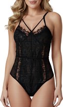 Lingerie Body - Nayla - Corrigerend - Maat L - Zwart - Shapetape - Lingerie met Kant - Lingerie Setje Vrouwen - Sexy Lingerie - String - Lingerie Erotisch - Dames Body
