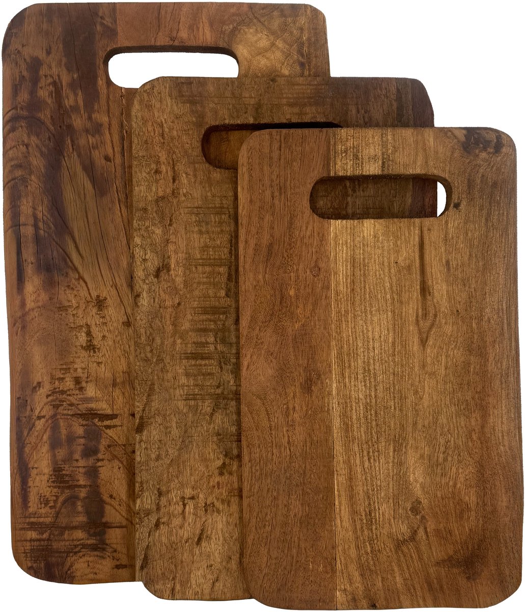 Koipa 3-Delige Snijplankenset (44x25/38x23/34x20)- Voor Keuken, Snijplanken, Serveerplank, Kaasplank, Borrelplank en Tapasplank - Rustiek - Snijplank Acacia Hout