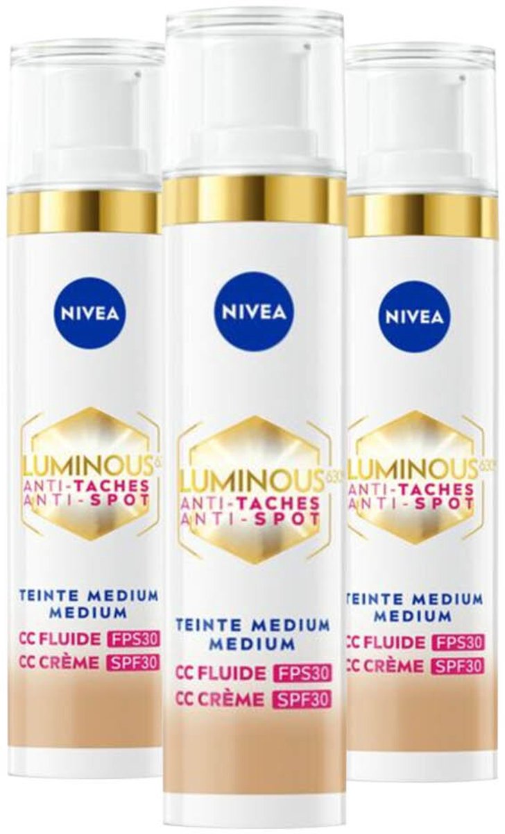NIVEA Luminous630 CC Cream SPF 30 Medium - 3 x 40 ml - Voordeelverpakking