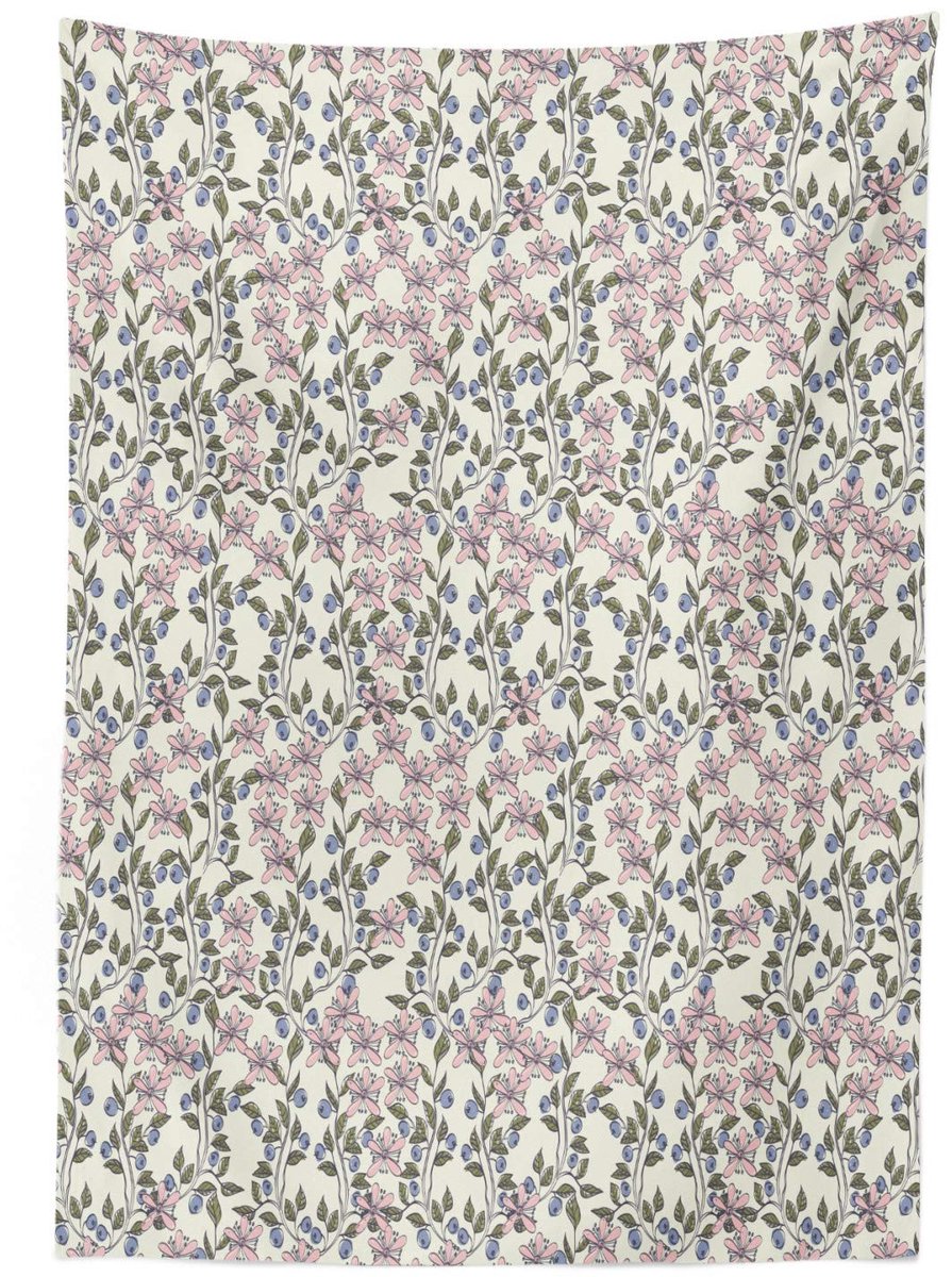ABAKUHAUS Bloem Tafelkleed – Satijn 140x200 cm – Pastelroze/groen