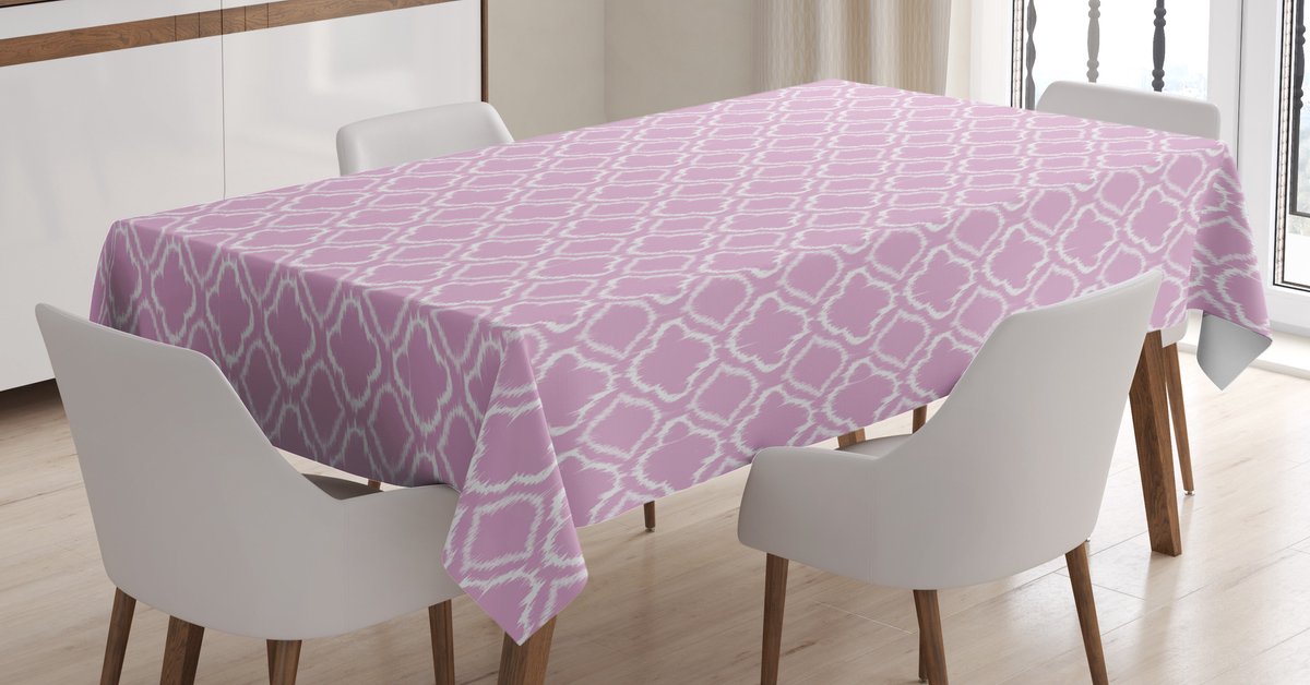 ABAKUHAUS Ikat-tafelkleed – 140 x 200 cm – Wit/Paars