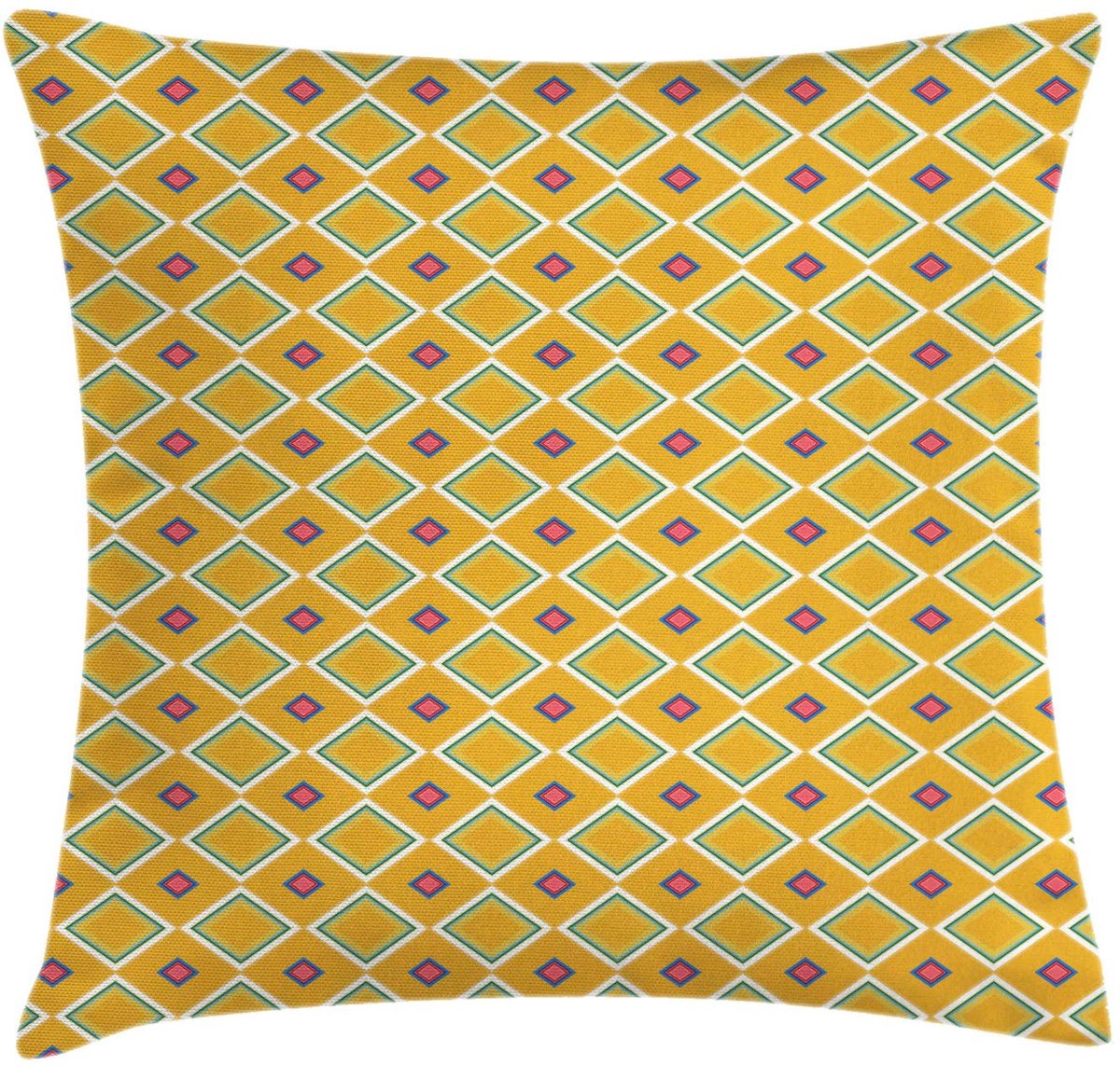 ABAKUHAUS Geometrische Rhombus-kussenhoes – Dubbelzijdig bedrukt, 50x50 cm Aarde Geel Zeegroen