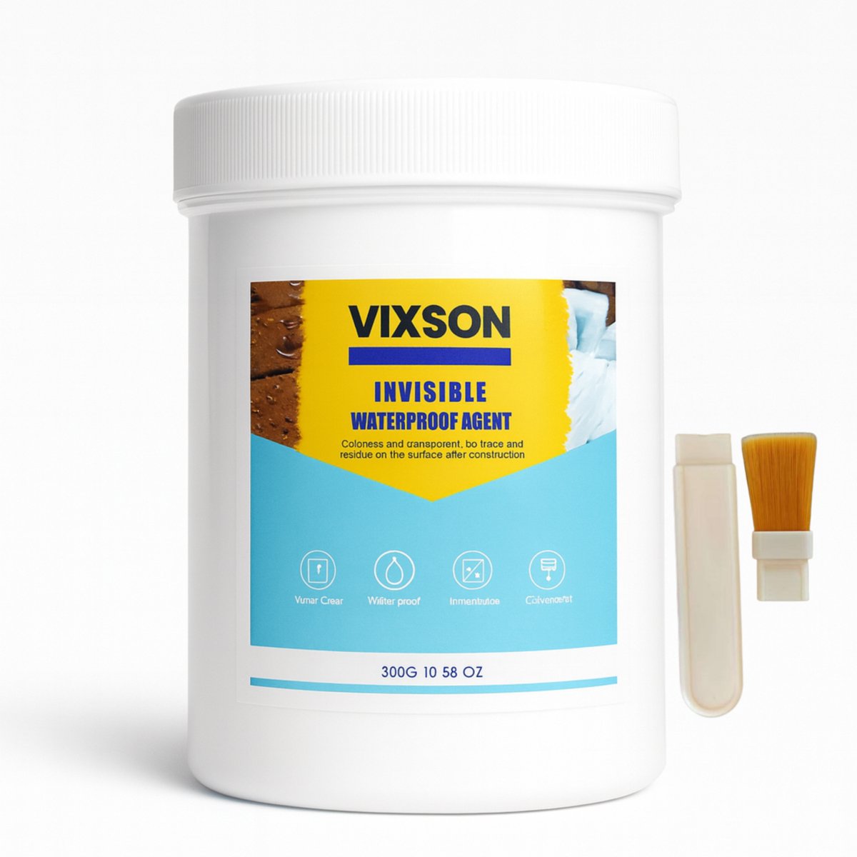 Vixson - Waterdichte Coating - Waterdichte Lijm - Watervaste Lijm - Afdichtmiddel voor Daken, Tegels, Keramiek met Borstel - DURASEAL