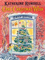 Boekomslag van 'One Christmas Wish' van Katherine Rundell. Een kind kijkt door een besneeuwd raam naar een kerstboom met versieringen.