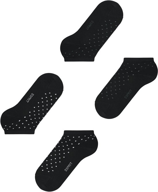 Zwarte enkelsokken van Esprit met een fijne witte stipjesprint.