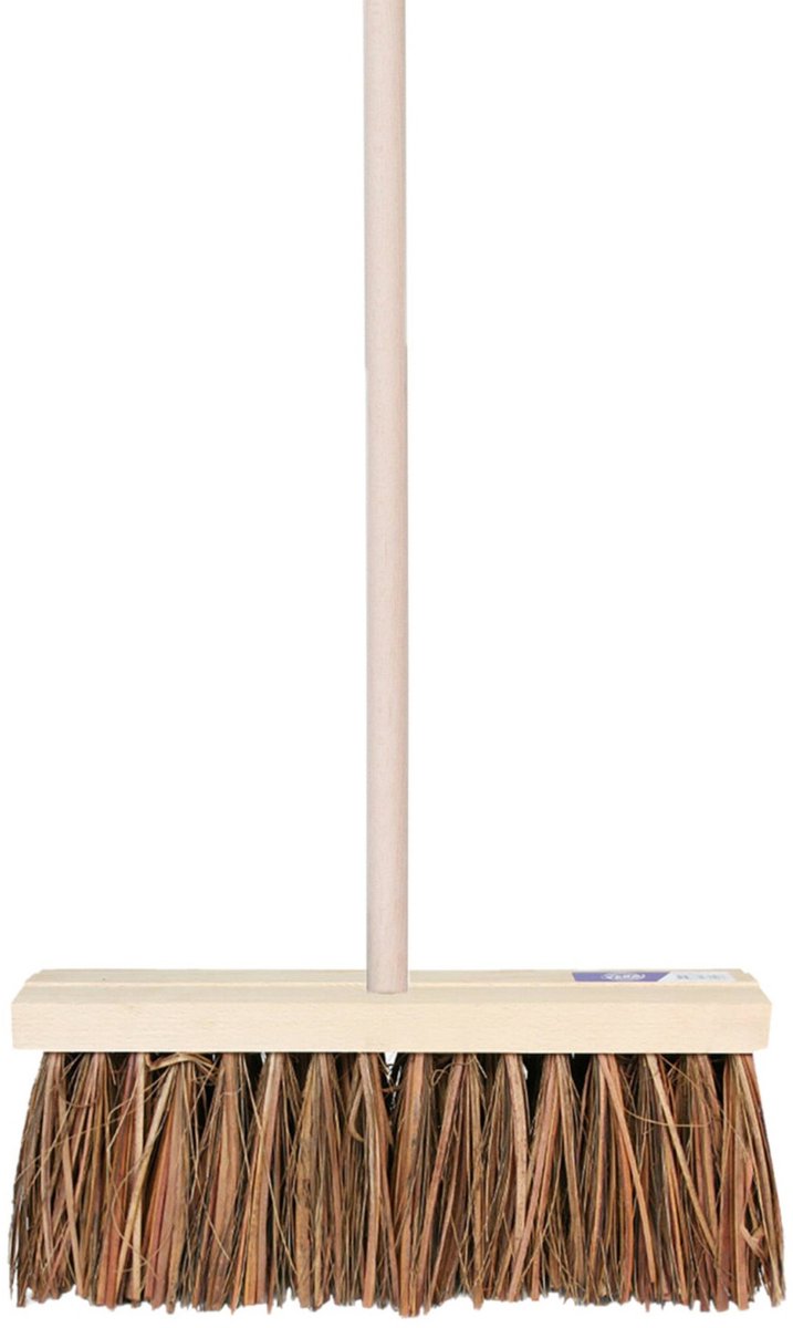 Vero Straatbezem van Natuurvezels - hout - Breedte 41 cm - buitenbezem - voor tegels - Steel hout van 120 cm - Harde ondergronden