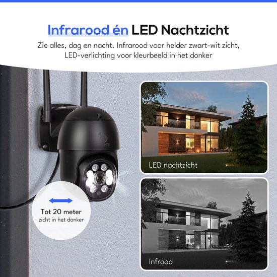 Teceye PTZ Camera Systeem - 8x Beveiligingscamera Draadloos Buiten - CCTV Camera Systeem met Recorder - 355° Pan Tilt Zoom & Nachtzicht van Merkloos — afbeelding 4