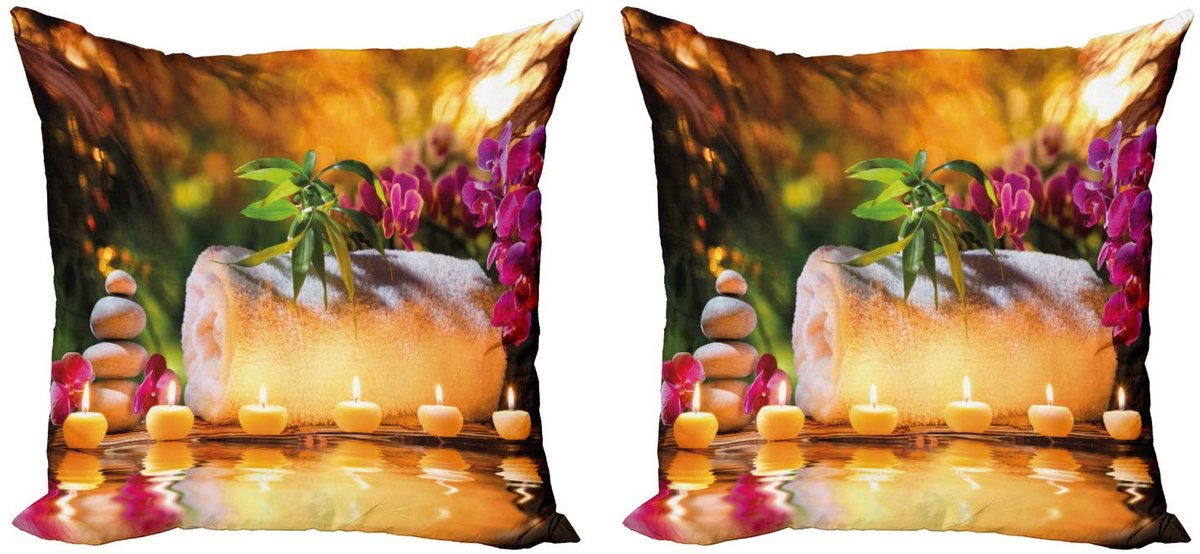 ABAKUHAUS Spa Kussenhoezen Set – 2x40x40 cm – Dubbelzijdig bedrukt – Mikrofaser Lila