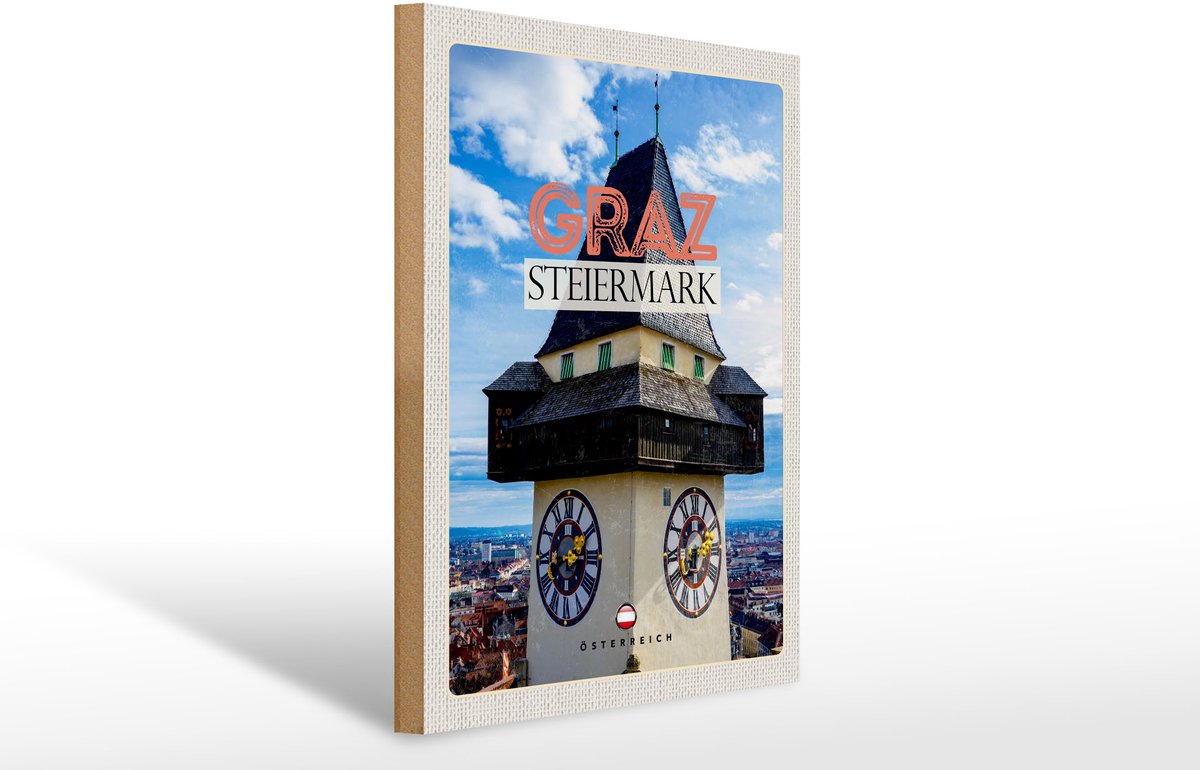 Femer Holzschild Reise 30x40cm Graz Steiermark Kirche Stadt