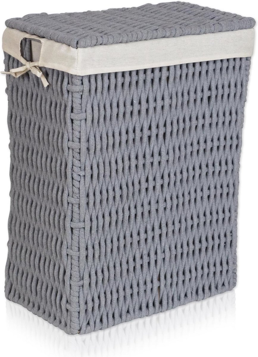 Decoratieve katoenen wasmand met deksel 78L - Ruimtebesparend en veelzijdig