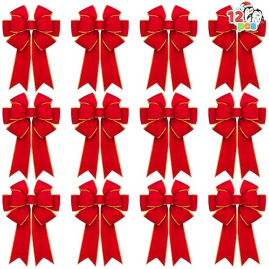 24 Nœuds De Noël En Velours Rouge - Ornements Pour Sapin, Décorations Fêtes, Mariage, DIY - 11
