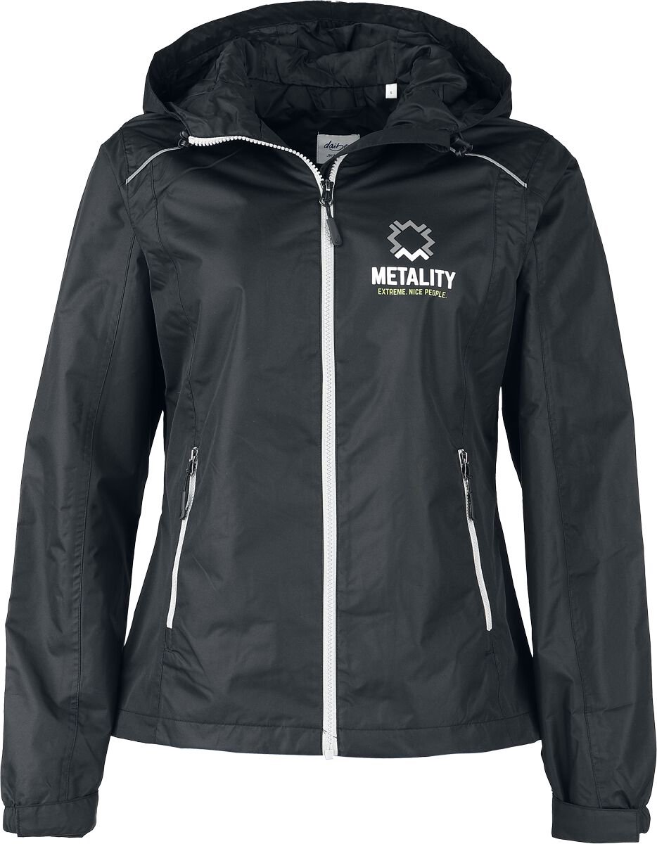 Metality Damen Rain Jacket Dames Vest met capuchon - zwart/zilverkleurig - L