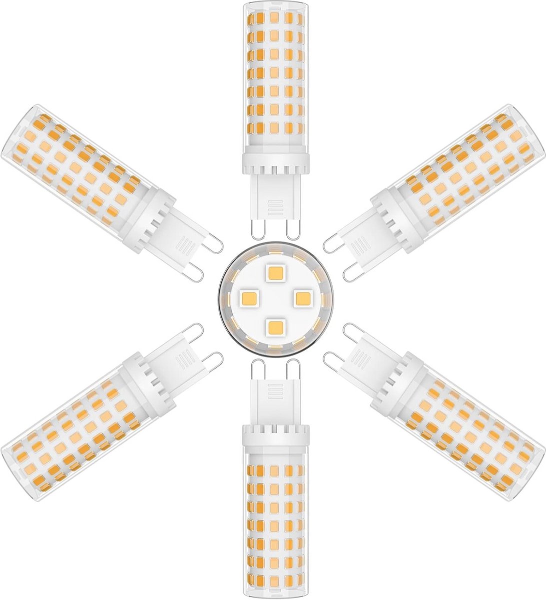 Energiezuinige G9 LED-lampen, 9W, Halogeenvervanging, 360 graden stralingshoek, 900 lm, 4000 K voor thuisgebruik, Set van 6