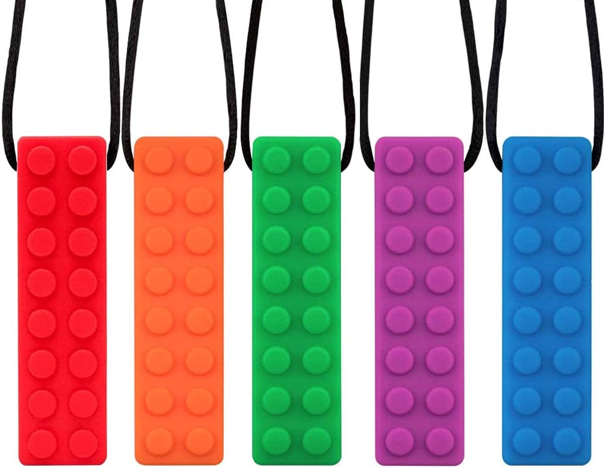OUYLAF Bijtketting Set - bijtketting staaf - Kauwketting voor kind - Bijtketting Kauwketting - bijtketting meisjes - Kauwsieraad - bijtketting - 5PCS - Kauwkettingen - voor ADHD, autisme, bijten, behoeften, orale motoriek