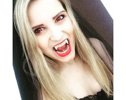 Set van 6 Paar Vampier Tanden met Tandensectie voor Halloween en Kostuumfeesten