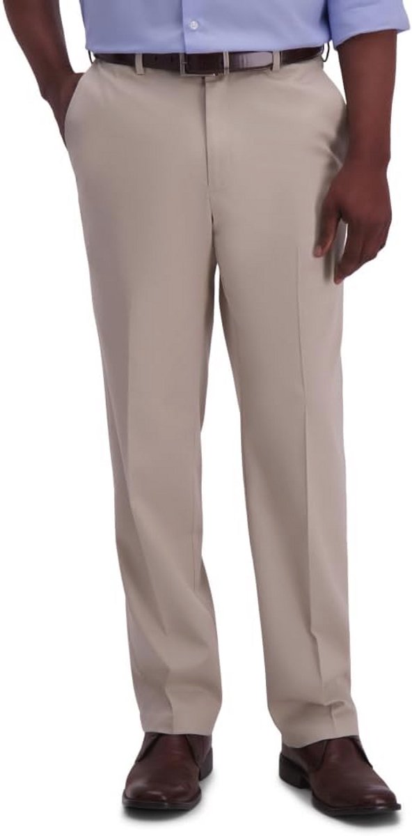 Heren Premium Strijkvrije Khaki Broek - Klassiek Fit Casual Pant