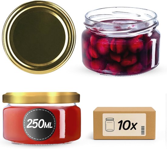 KADAX Set van 100 jampotten, 250 ml, met schroefdeksel, 82 mm