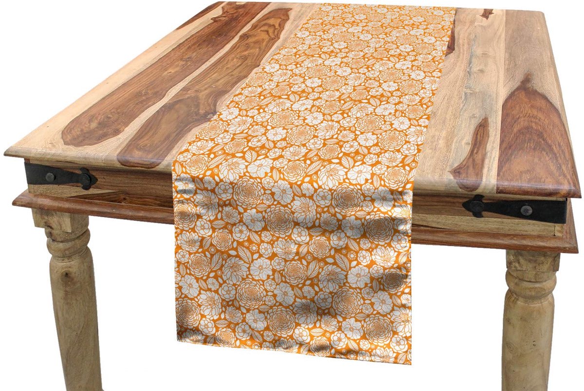 ABAKUHAUS Tafelloper – 40x225 cm – Marigold wit – machinewasbaar