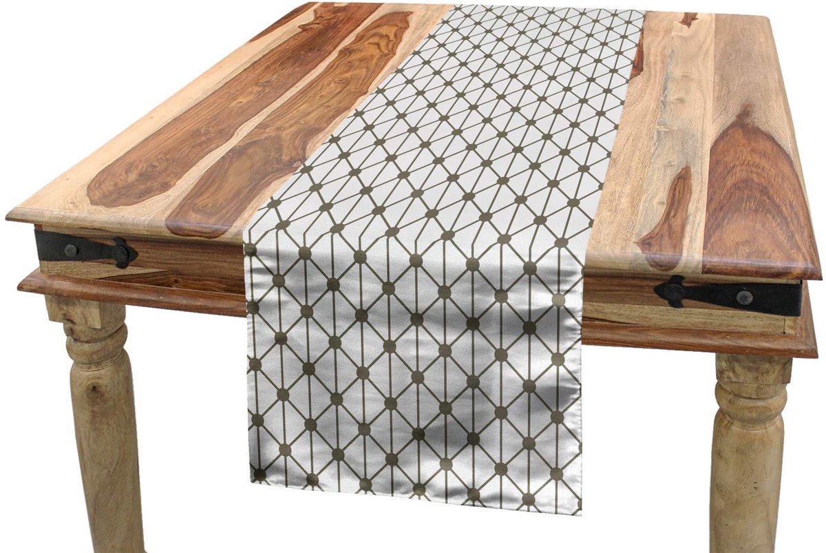 ABAKUHAUS Moderne Tafelrunner – Diamantpatroon – 40x180 cm – Saliegroen/Wit
