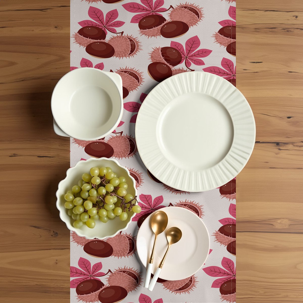 ABAKUHAUS Tafelloper Exotisch – 40x180 cm – Polyester Roze Blush