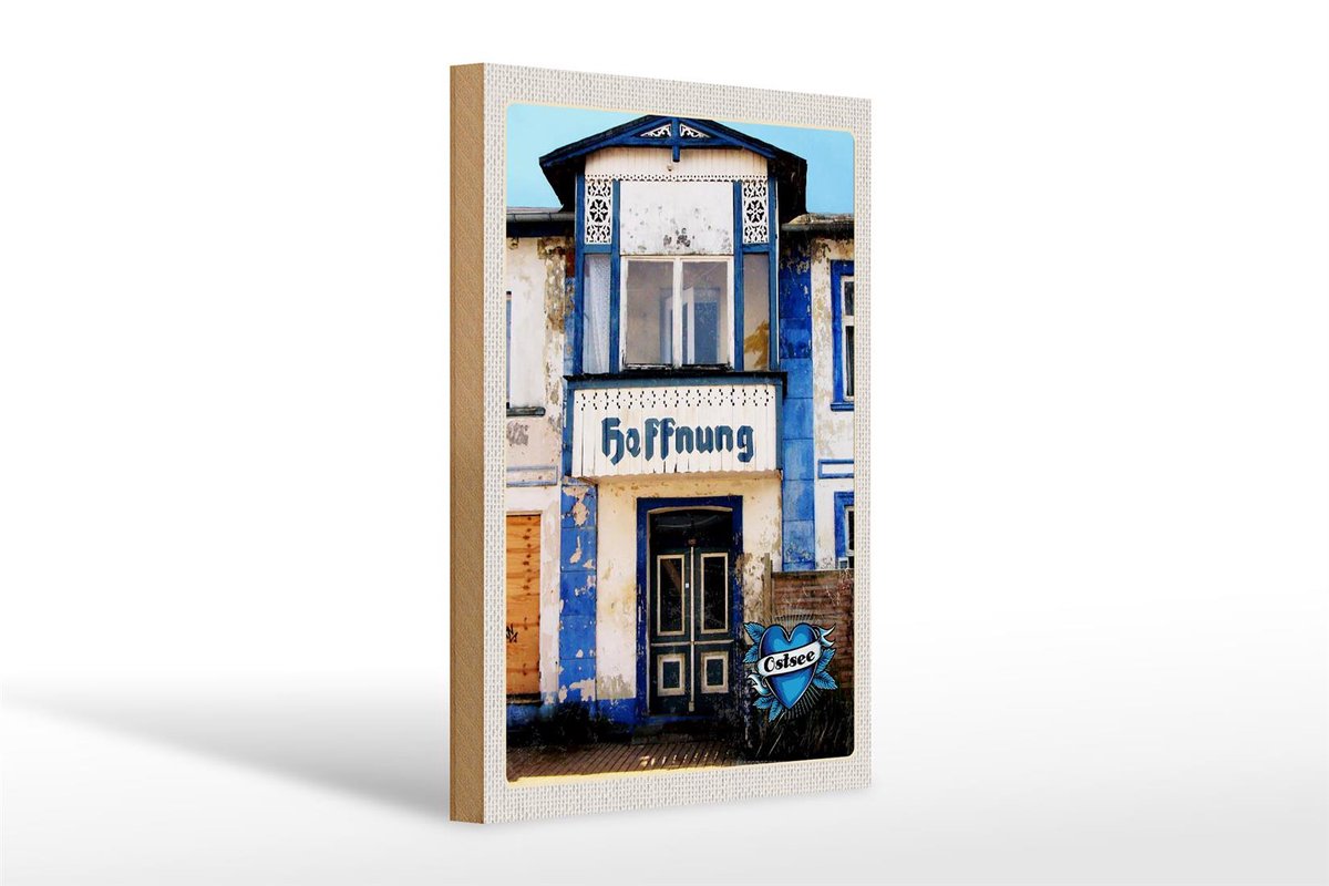 Femer Holzschild Reise 20x30cm Ostsee Haus der Hoffnung Strand Zwart